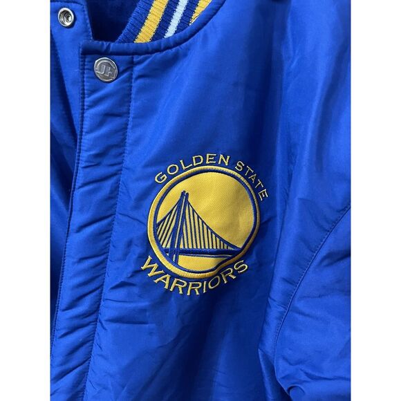 JH Reversible Golden State Warriors Letterman Jacket Blue And Yellow Size large - Picture 5 of 6